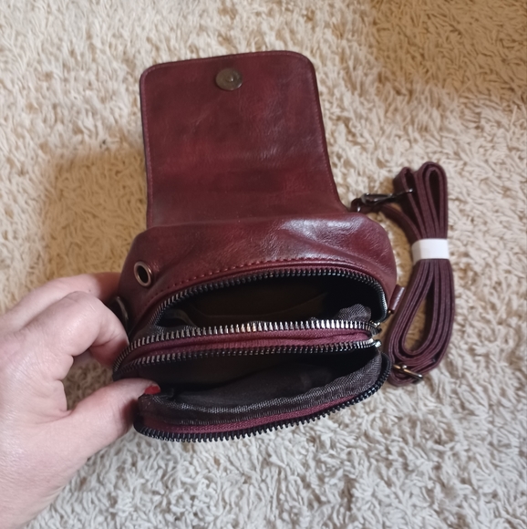 Burgundy Cell Messenger Crossbody Bag - Picture 8 of 9